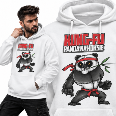 BLUZA ŚMIESZNA  Z KAPTUREM PANDA NA KOKSIE